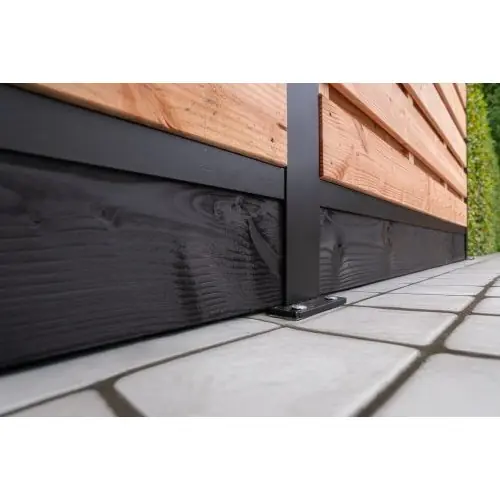 H-gleufpaal hardhouten onderplaat zwart gedompeld 3x20x200 cm Speciale Aanbieding