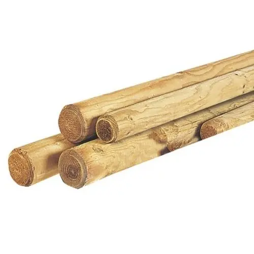 Grenen ronde paal cilindrisch gefreesd 1 zijde gepunt 1 zijde gekroond Ø 10x400 cm Express Levering