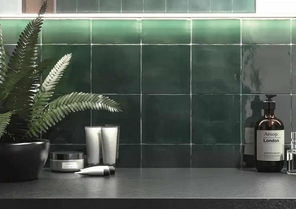 Actieprijs Wandtegel Arcadia Sartoria Olive Groen Handvorm Glans 13x13