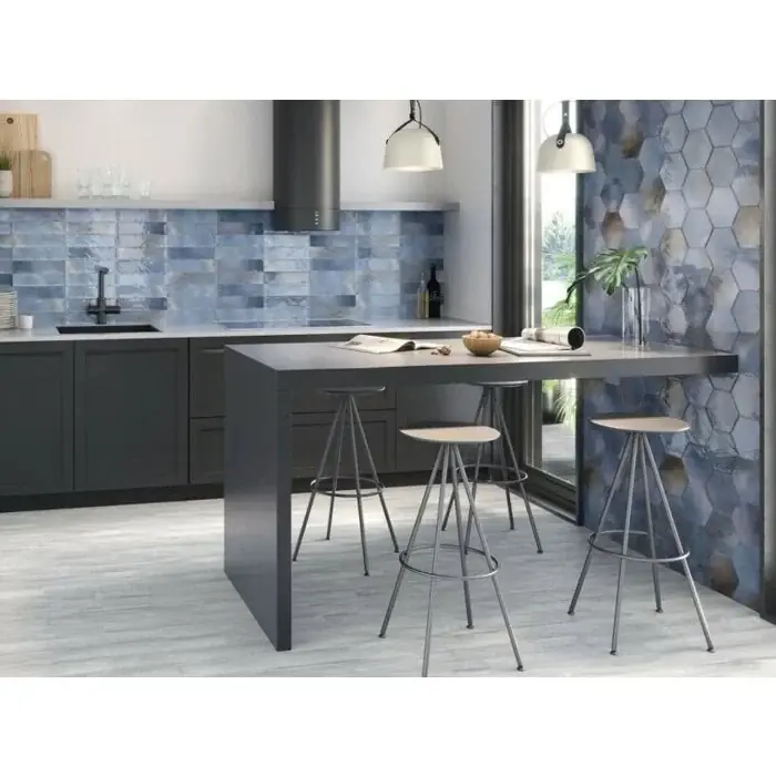 Wandtegel Equipe Cerámica Moon Blauw Glans 7,5x30 Meest Verkocht