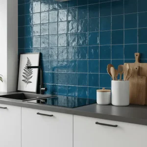 Actieprijs Wandtegel Revoir Balance Handvorm Marine Blauw Glans 10x10