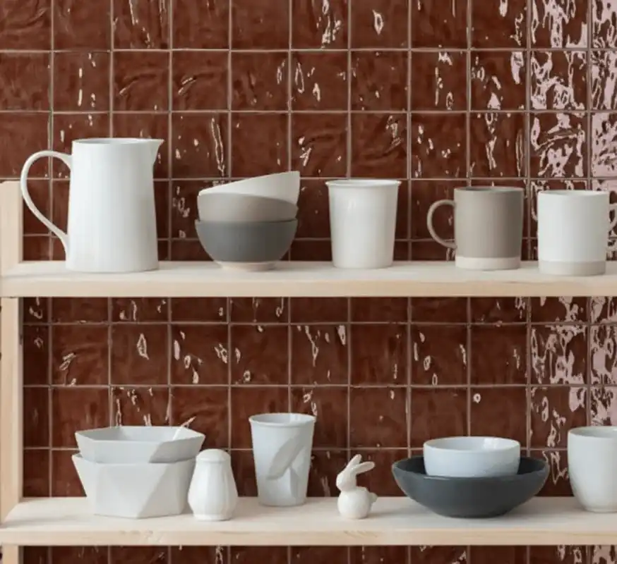 Wandtegel Ragno Elements Licht Relieve Terra Rood Bruin Glans 10x10 Beste Prijs