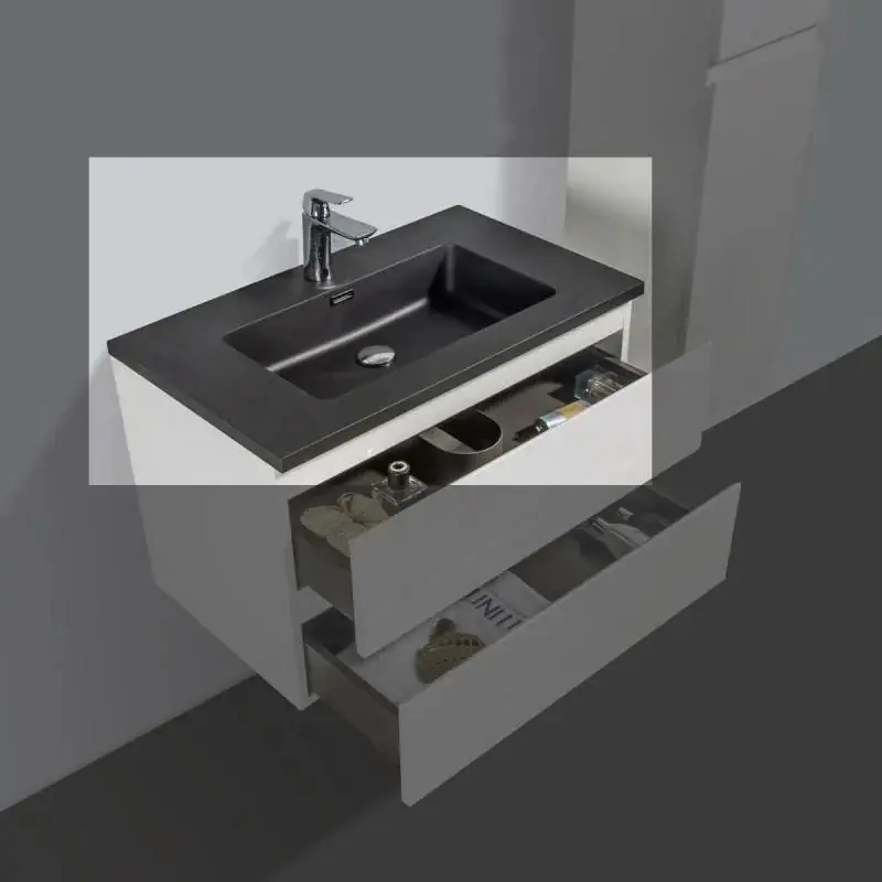 Beperkt Aanbod Sanitair Boch Kwartsteen Wastafel Zwart 80 cm Met Kraangat