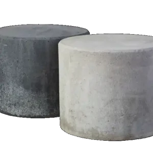Direct Verzonden Poef rond 50x40 cm grijs