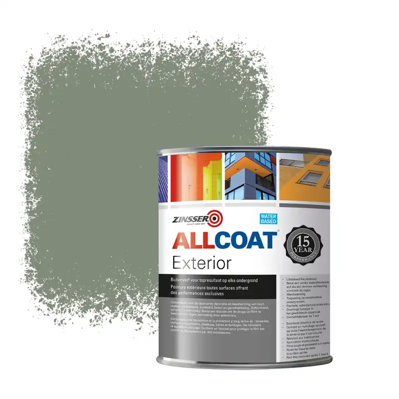 Finale Uitverkoop Zinsser Allcoat Exterior Muurverf RAL 7033 Cementgrijs - 1 liter