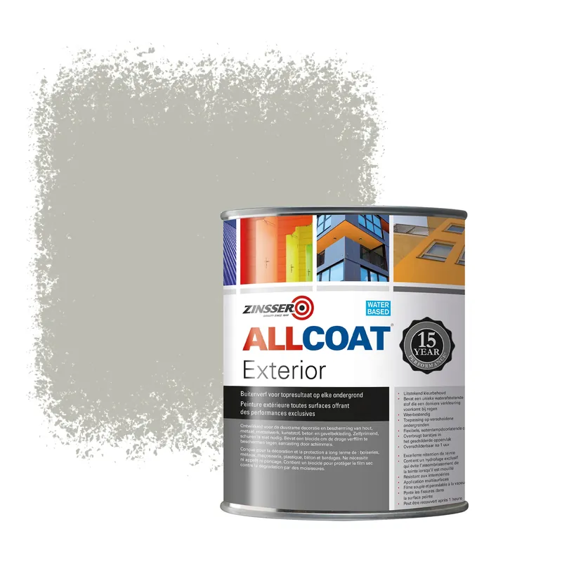 Zinsser Allcoat Exterior Muurverf RAL 7044 Zijdegrijs - 1 liter Betrouwbaar