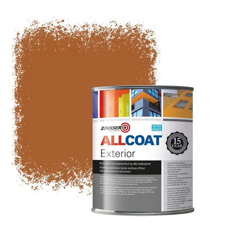 Zinsser Allcoat Exterior Muurverf RAL 8023 Oranjebruin - 1 liter Uitverkoop