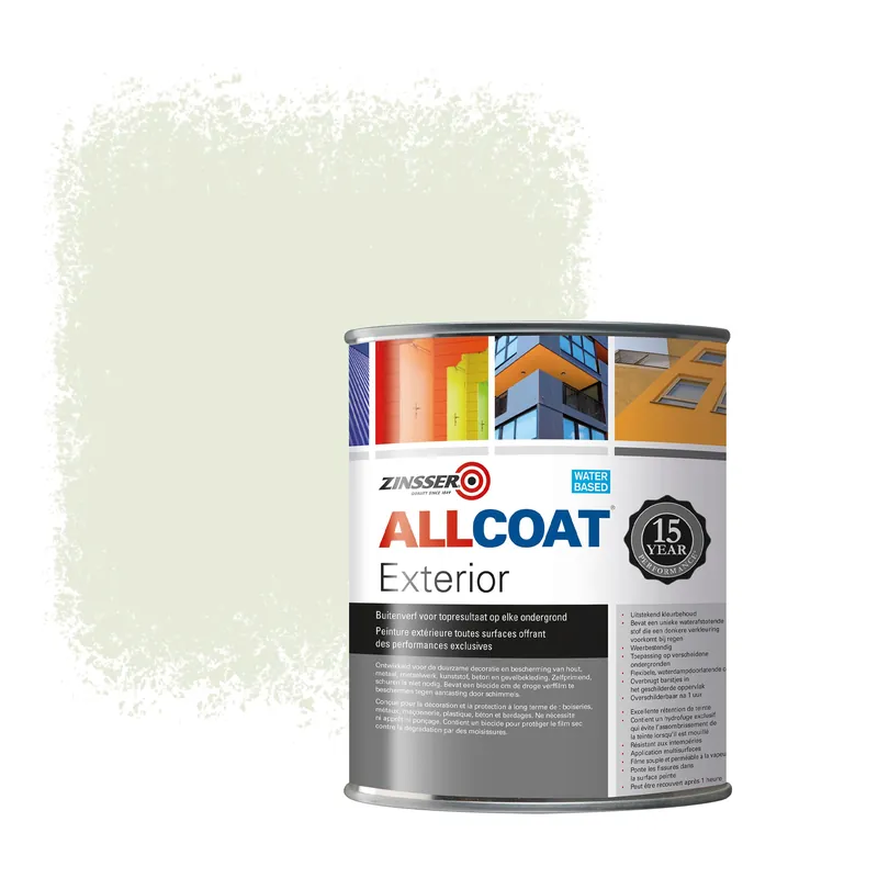 Zinsser Allcoat Exterior Muurverf RAL 9002 Grijswit - 1 liter Gratis Retour