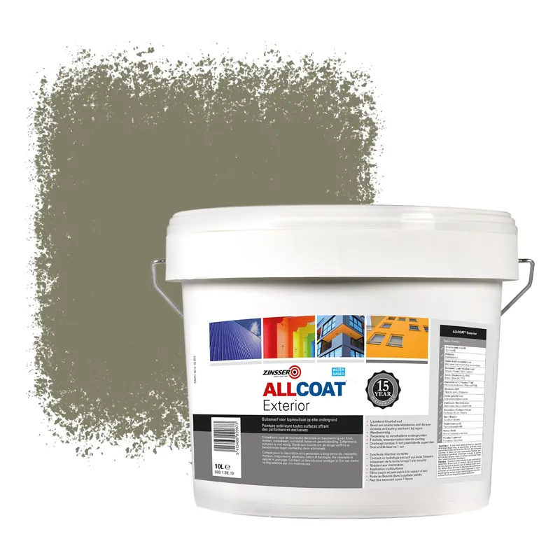 Zinsser Allcoat Exterior Muurverf RAL 7002 Olijfgrijs - 10 liter Actieprijs