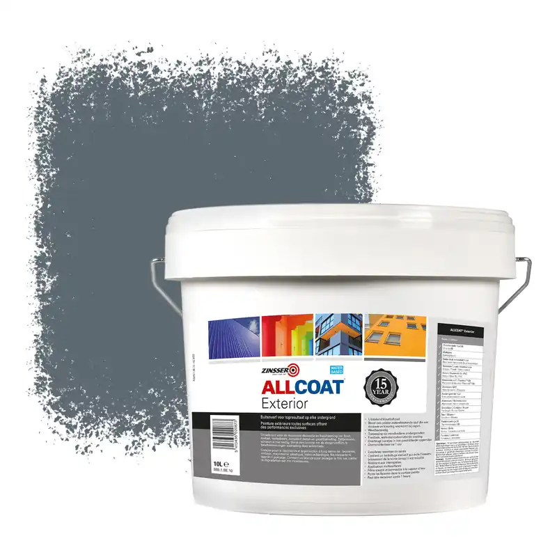 Zinsser Allcoat Exterior Muurverf RAL 7031 Blauwgrijs - 10 liter Uitverkoop