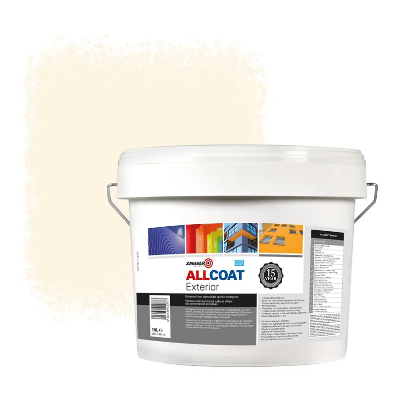 Dagaanbieding Zinsser Allcoat Exterior Muurverf RAL 9001 Roomwit - 10 liter