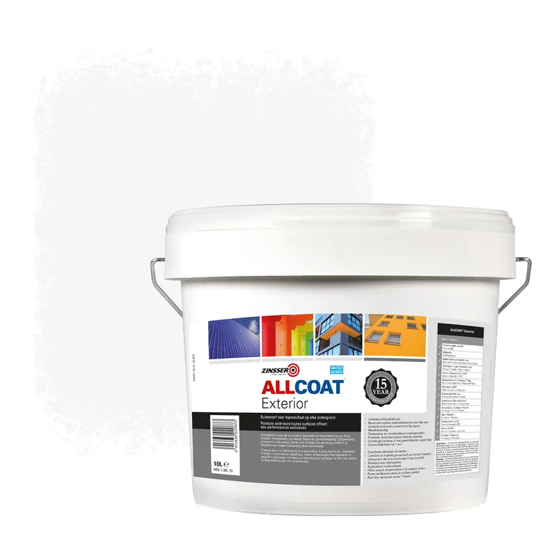 Alleen Vandaag Zinsser Allcoat Exterior Muurverf RAL 9003 Signaalwit - 10 liter