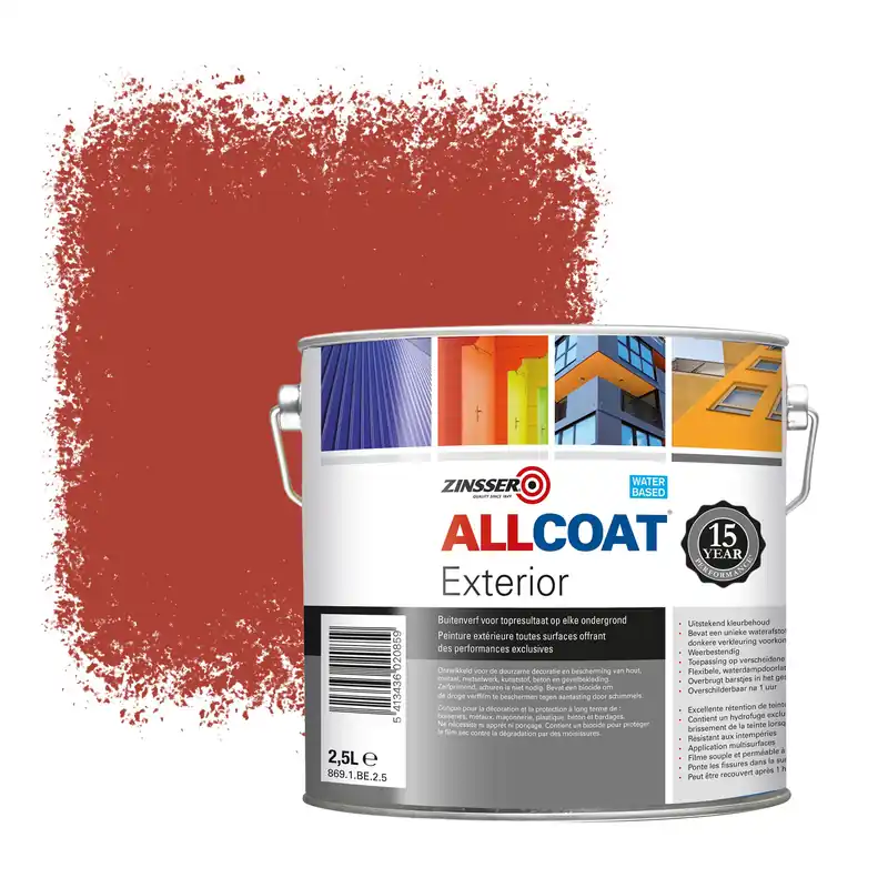 Zinsser Allcoat Exterior Muurverf RAL 3016 Koraalrood - 2,5 liter Rechtstreeks Van De Fabrikant