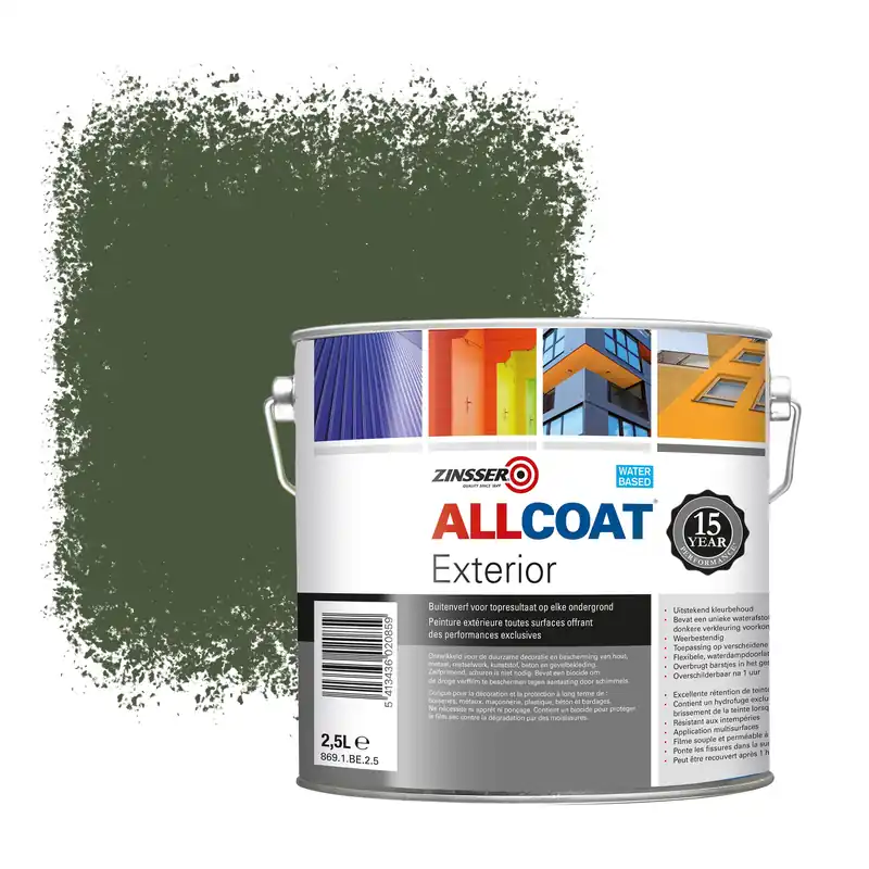Zinsser Allcoat Exterior Muurverf RAL 6003 Olijfgroen - 2,5 liter Veilige Betaling