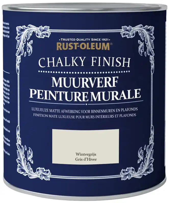 Rust-Oleum Chalky Finish Muurverf Wintergrijs 1 liter Shop Nu