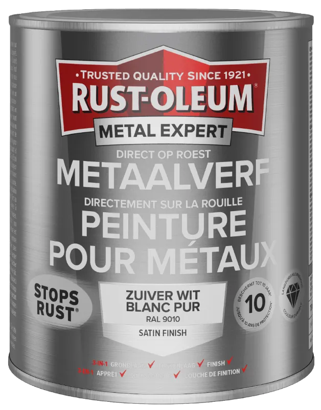 Korting Rust-Oleum Metal Expert Direct Op Roest Metaal Verf Zijdeglans 750ml - RAL 9010