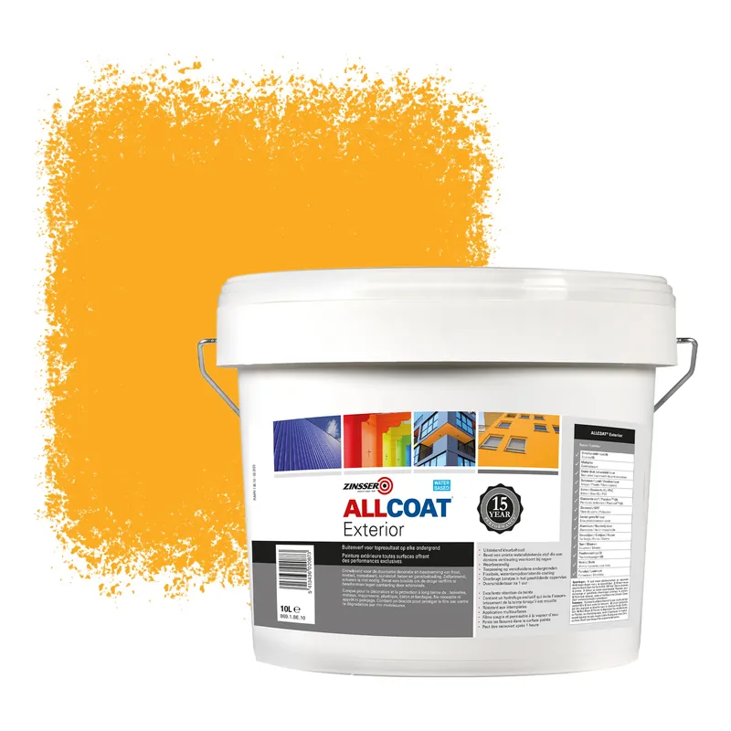 Aanbieding Zinsser Allcoat Exterior Muurverf RAL 1033 Dahliageel - 10 liter