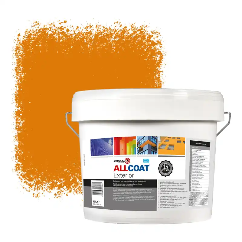 Gecertificeerd Zinsser Allcoat Exterior Muurverf RAL 2000 Geeloranje - 10 liter