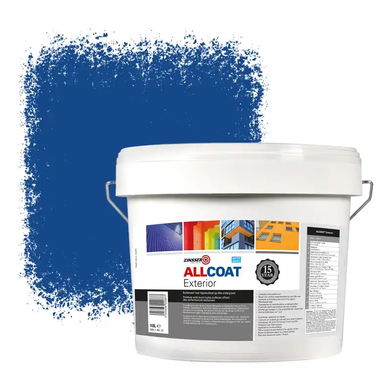 Flitsaanbieding Zinsser Allcoat Exterior Muurverf RAL 5005 Signaalblauw - 10 liter
