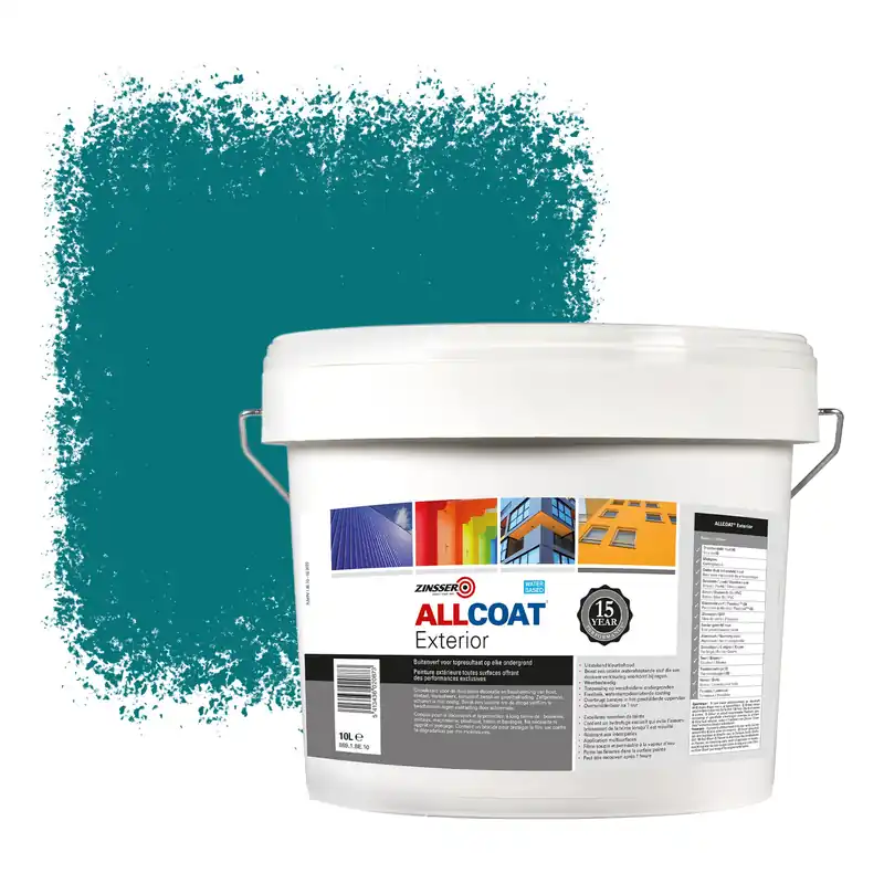 Zinsser Allcoat Exterior Muurverf RAL 5021 Waterblauw - 10 liter Fabrieksprijs