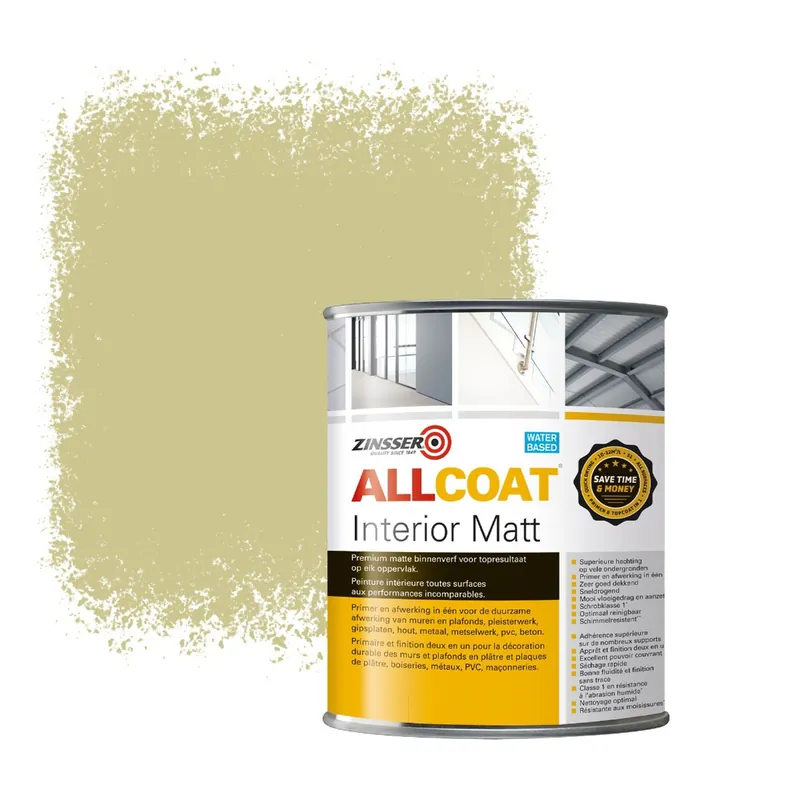 Zinsser Allcoat Interior Muurverf RAL 1000 Groenbeige - 1 liter Merkproduct