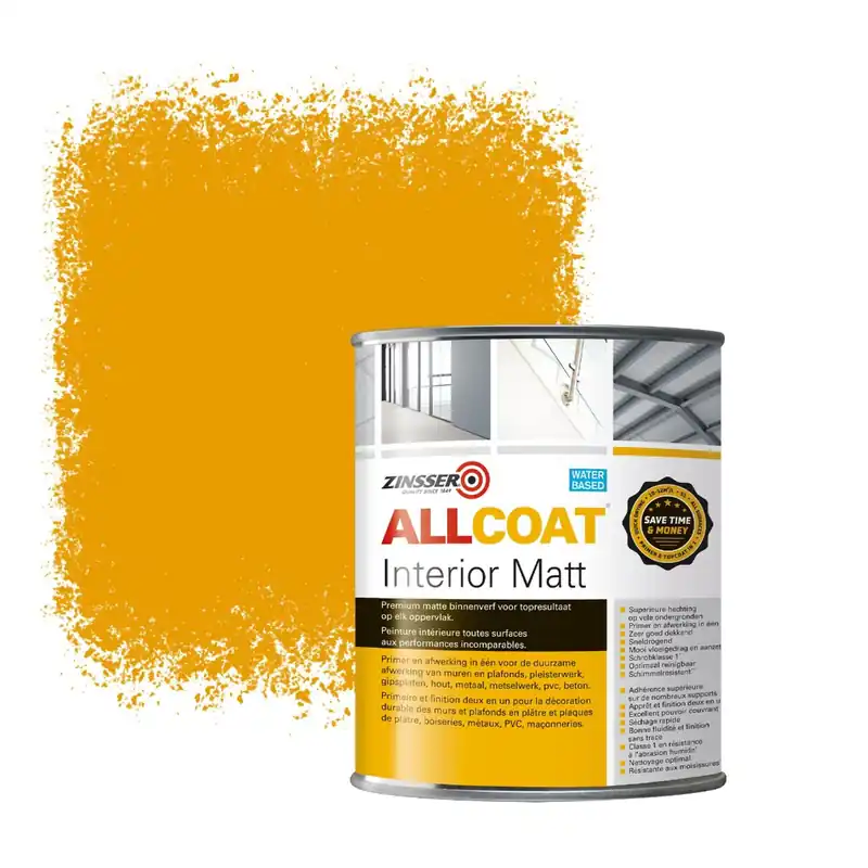 Zinsser Allcoat Interior Muurverf RAL 1007 Narcissengeel - 1 liter Direct Verzonden