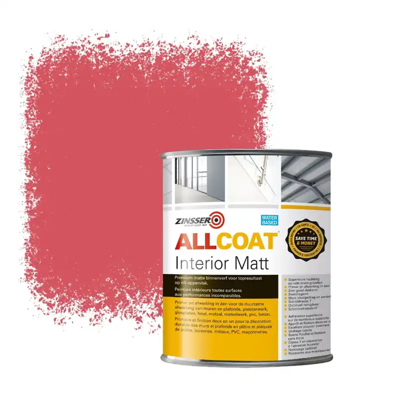 Populair Zinsser Allcoat Interior Muurverf RAL 3017 Roze - 1 liter