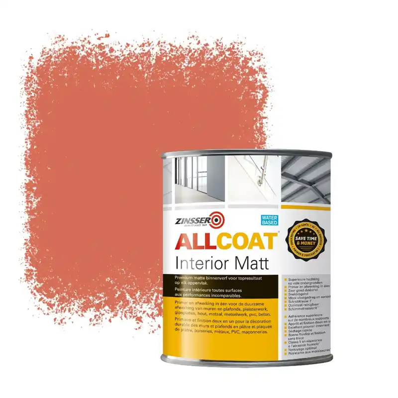 Zinsser Allcoat Interior Muurverf RAL 3022 Zalmroze - 1 liter Favoriet