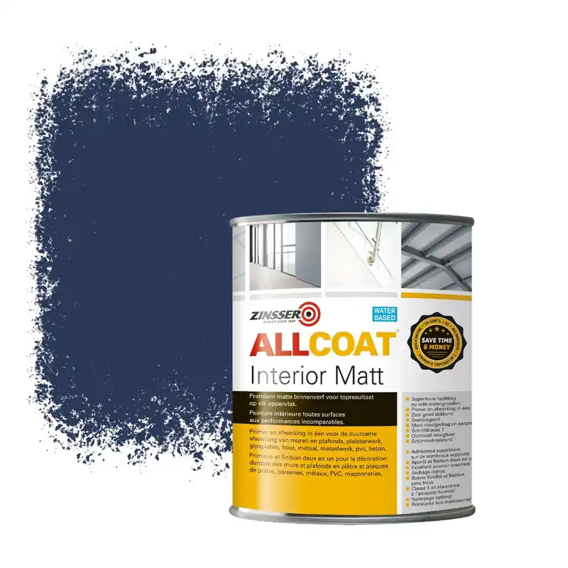 Laatste Versie Zinsser Allcoat Interior Muurverf RAL 5003 Saffierblauw - 1 liter