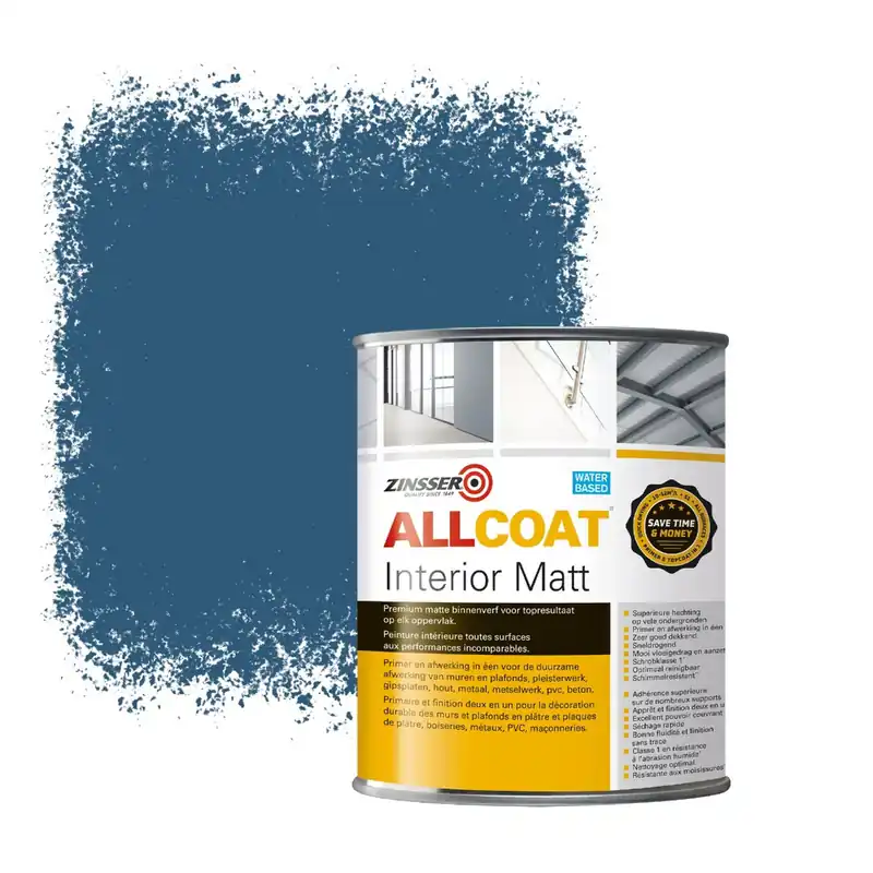 Bestel Nu Zinsser Allcoat Interior Muurverf RAL 5009 Azuurblauw - 1 liter