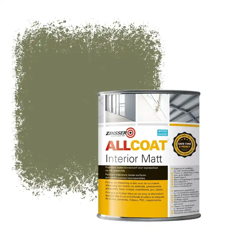Zinsser Allcoat Interior Muurverf RAL 6013 Rietgroen - 1 liter Gecertificeerd