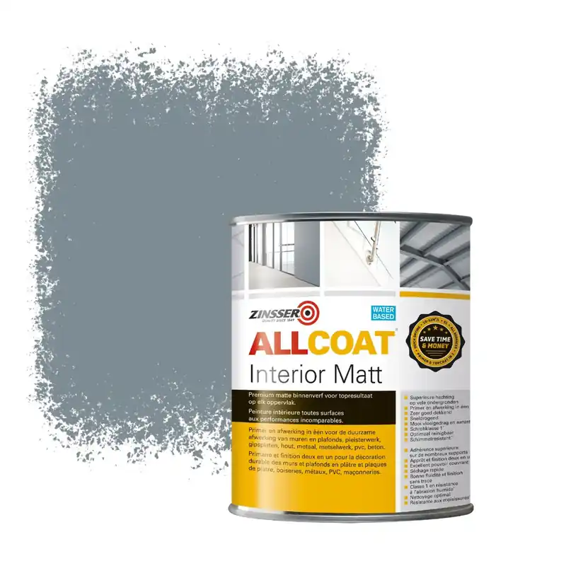 Zinsser Allcoat Interior Muurverf RAL 7000 Eekhoorngrijs - 1 liter Weekendaanbieding