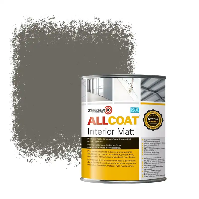 Zinsser Allcoat Interior Muurverf RAL 7039 Kwartsgrijs - 1 liter Aanbieding
