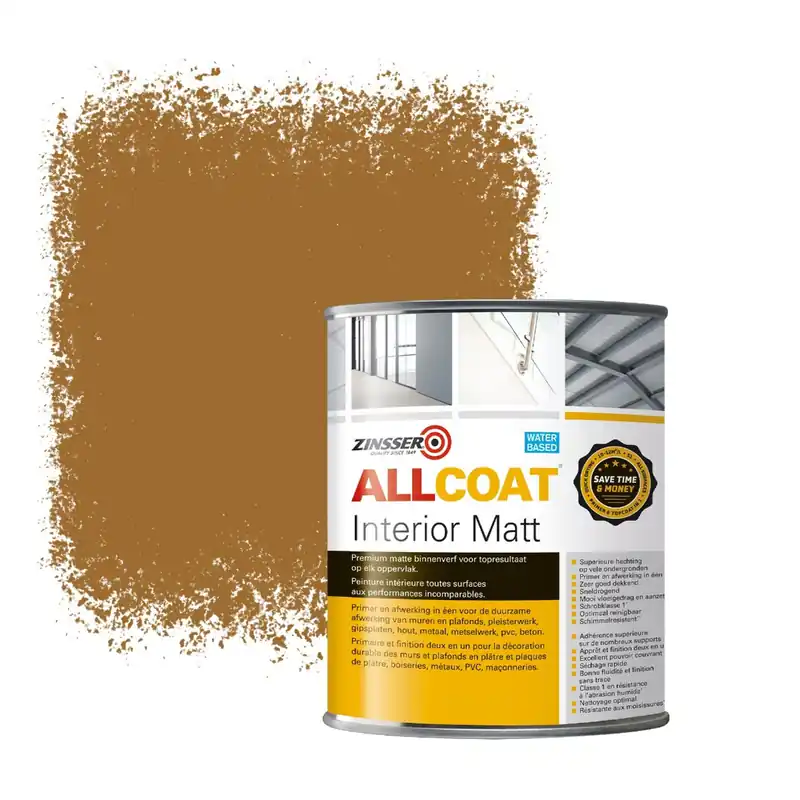 Finale Uitverkoop Zinsser Allcoat Interior Muurverf RAL 8001 Okerbruin - 1 liter