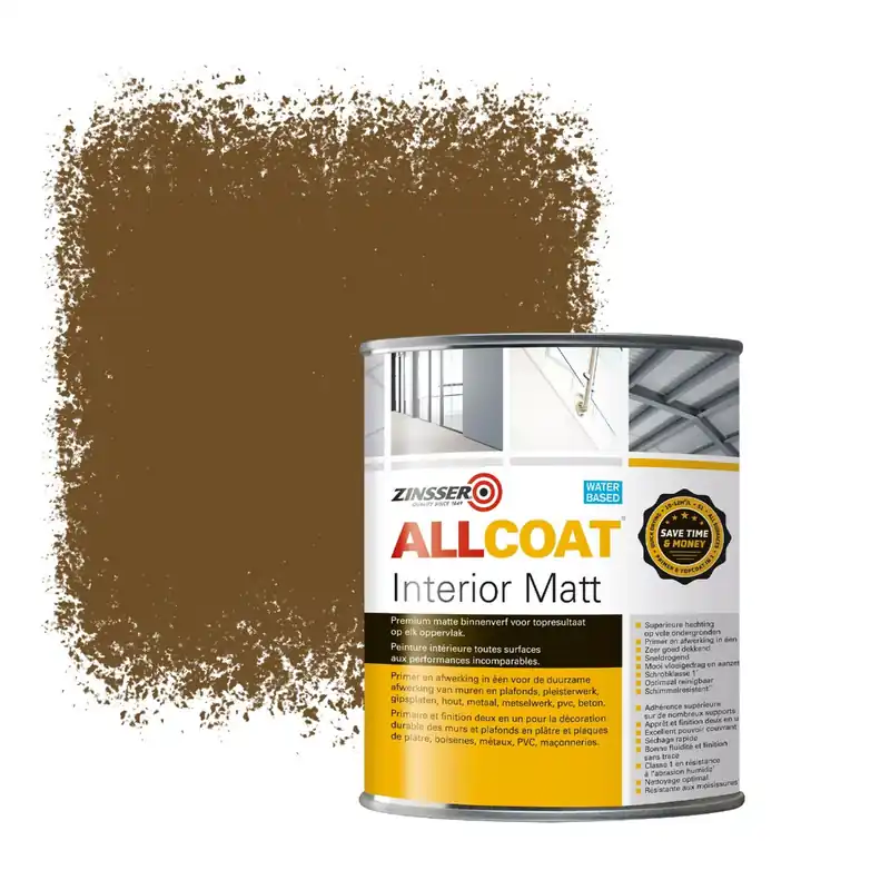 Zinsser Allcoat Interior Muurverf RAL 8008 Olijfbruin - 1 liter Alleen Vandaag