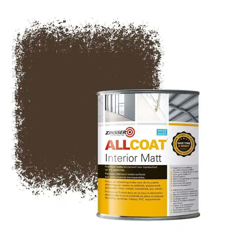 Korting Zinsser Allcoat Interior Muurverf RAL 8014 Sepiabruin - 1 liter