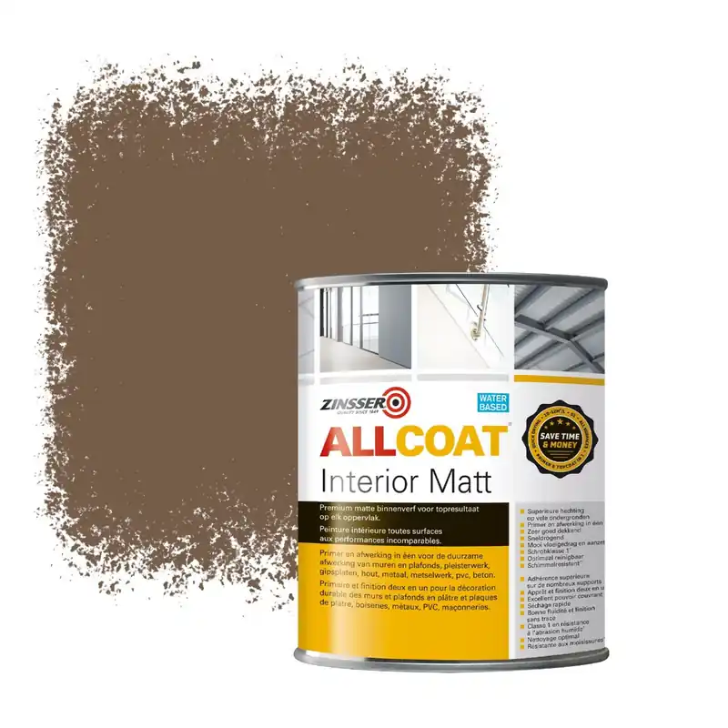 Zinsser Allcoat Interior Muurverf RAL 8025 Lichtbruin - 1 liter Bestel Nu