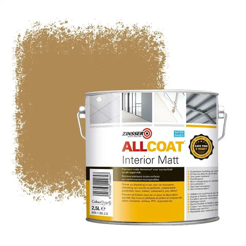 Zinsser Allcoat Interior Muurverf RAL 1011 Bruinbeige - 2,5 liter Superprijs