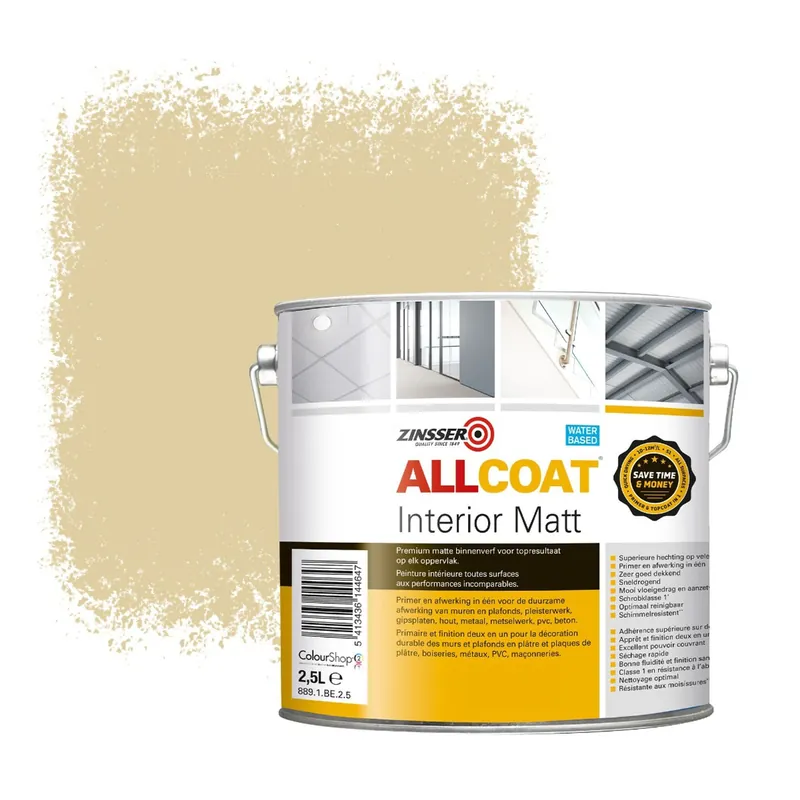 Koop Vandaag Zinsser Allcoat Interior Muurverf RAL 1014 Ivoorkleurig - 2,5 liter