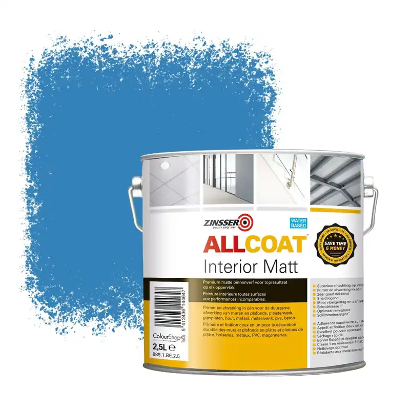 Bestel Nu Zinsser Allcoat Interior Muurverf RAL 5012 Lichtblauw - 2,5 liter