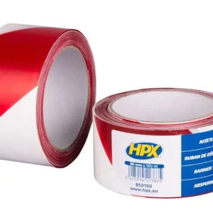 HPX Rood Wit Lint 50mm - 100 meter Bestel Nu