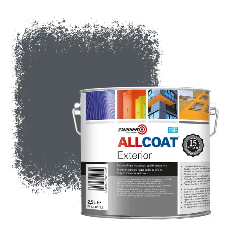 Weekendaanbieding Zinsser Allcoat Exterior Muurverf RAL 7015 Leiengrijs - 2,5 liter