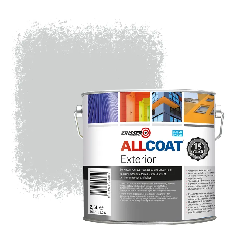Bestel Nu Zinsser Allcoat Exterior Muurverf RAL 7047 Telegrijs 4 - 2,5 liter