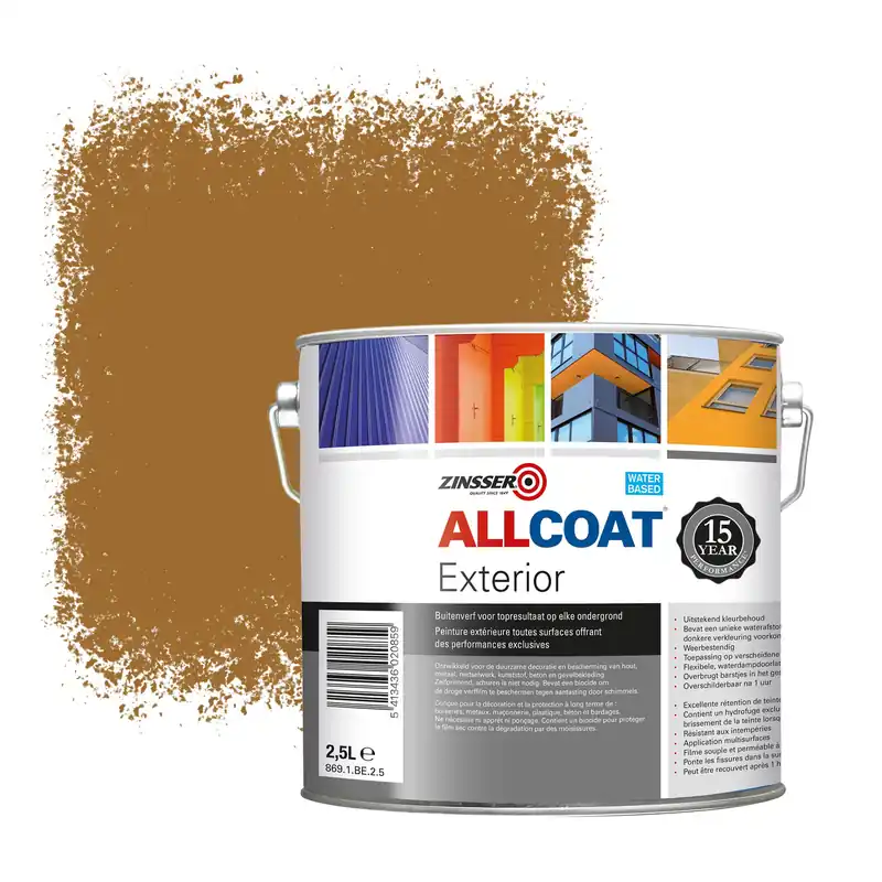 Zinsser Allcoat Exterior Muurverf RAL 8001 Okerbruin - 2,5 liter Actieprijs