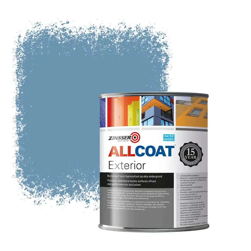 Favoriet Zinsser Allcoat Exterior Muurverf RAL 5024 Pastelblauw - 1 liter