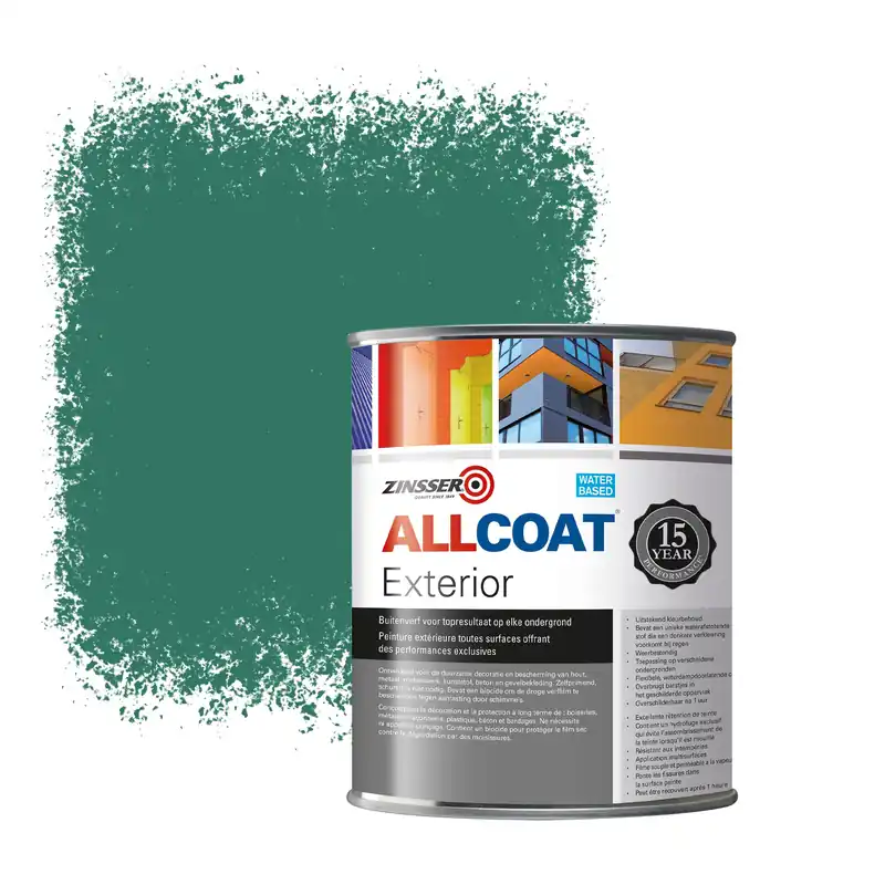 Zinsser Allcoat Exterior Muurverf RAL 6000 Patinagroen - 1 liter Op = Op
