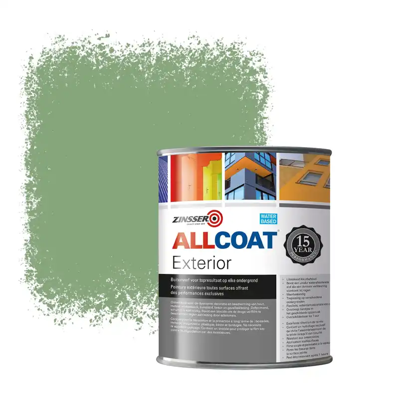Beperkt Aanbod Zinsser Allcoat Exterior Muurverf RAL 6021 Lichtgroen - 1 liter