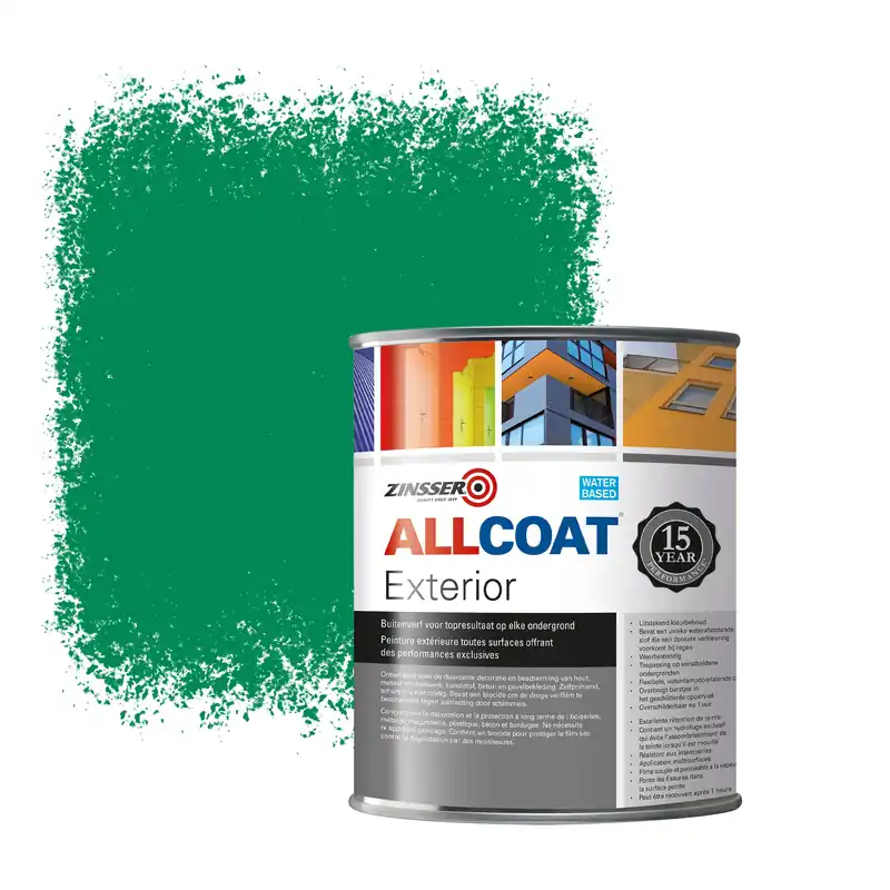 Uitverkoop Zinsser Allcoat Exterior Muurverf RAL 6024 Verkeersgroen - 1 liter