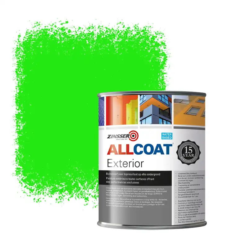 Flitsaanbieding Zinsser Allcoat Exterior Muurverf RAL 6037 Zuivergroen - 1 liter