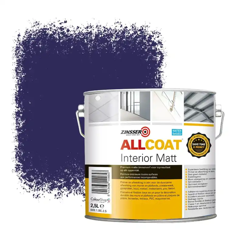 Zinsser Allcoat Interior Muurverf RAL 5022 Nachtblauw - 2,5 liter Veilige Betaling